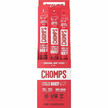 Chomps Original Beef Snack Sticks, Gluten-free, Original Beef Jerky, 1.15 oz, 24PK CO24
