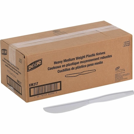 Dixie Plastic Cutlery, Heavy Mediumweight Knife, White, 1000PK KM217