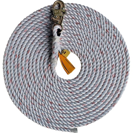 3M Dbi-Sala Rope Lifeline with Snap Hook, 30 ft, 310 lbs. (141 kg) Weight Capacity 1202754