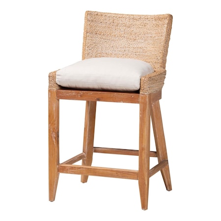 Bali & Pari Ridley Woven Seagrass Counter Stool, White Wash 265-14525-ZORO