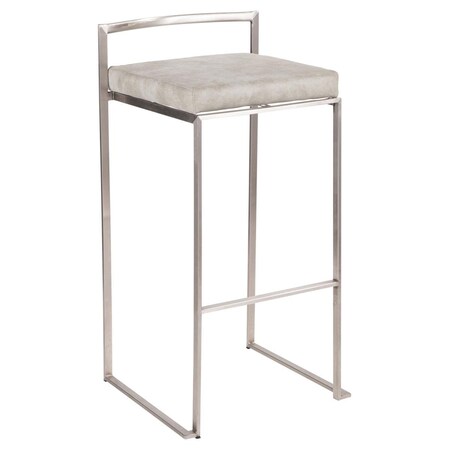 Lumisource 34 x 17.5 x 16 in. Fuji Contemporary Stainless Steel Barstool - Light Grey Cowboy, Set of 2, 2PK B30-FUJI LGY2