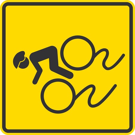 Lyle Slippery When Wet, (With Man Riding Bike Symbol), 24x24, High Intensity Prismatic, Yellow G-13044-HI_24x24