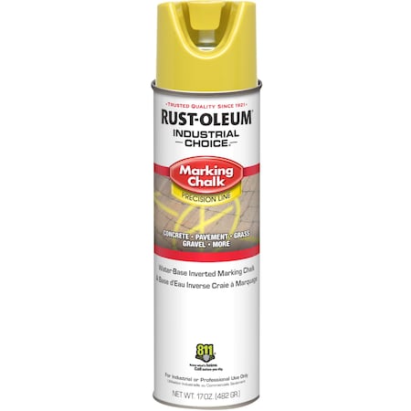 Rust-Oleum Inverted Marking Chalk, 17 oz, Aerosol, APWA Yellow, Water -Based 205234