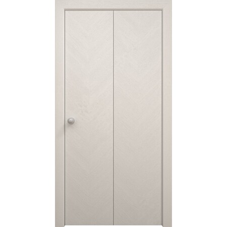 Sartodoors Sliding Closet Bi-fold Doors 36 x 80 inches, Ego 5005 Painted White Oak, Sturdy Tracks Moldings Tr EGO5005BF-PWO-36x80 (2* 18x80)