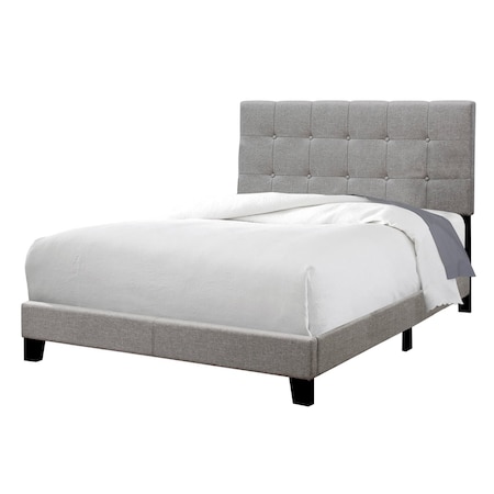 Homeroots Gray Solid and Manufactured Wood Full Upholstered Linen Bed Frame 333284