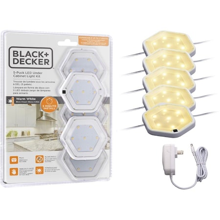 Black & Decker PureOpticsâ„¢ LED Under Cabinet Puck Light Kit Warm, PK5 LEDUC-PUCK-5WK