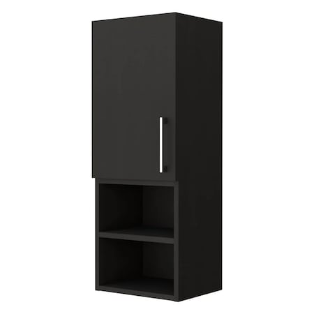 Homeroots 32" Black Wood Floating Single Door Bathroom Vanity And Medicine Cabinet 478391