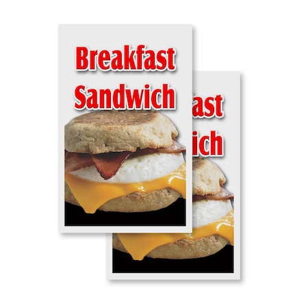 Signmission Breakfast Sandwich, Vinyl Decals Only 24 Inch x 36 Inch, Vinyl Decal, 2PK DSB-2436-2PACK-Breakfast Sandwich