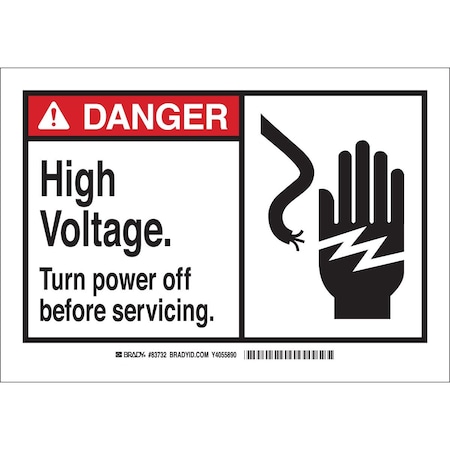 Brady DANGER High Voltage Turn Power Off Before Servicing Alert Signs 5/Package Sign, Polyester, 5PK 49837
