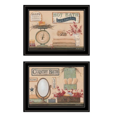 Homeroots Set Of Two Country Bath III 2 Black Framed Print Bathroom Wall Art, 2PK 407130