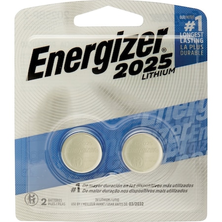 Energizer 2025 Lithium Coin Cell Battery, 2PK 2025BP-2