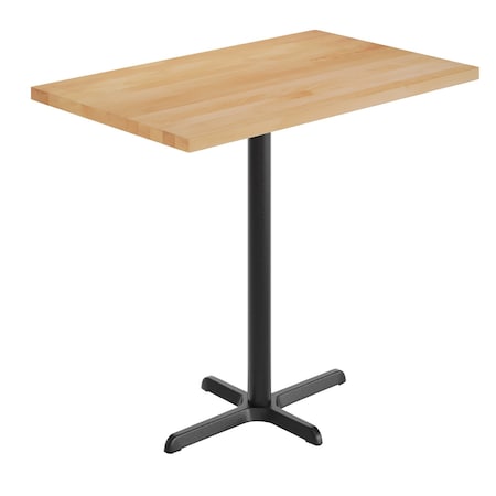 Flash Furniture Bennett 30 in x 48 in Solid Wood Indoor Tabletop in Natural with 23.5 in x 29.5 in Bar Height GSF-REC3048-NAT-T2230B-GG