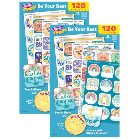 Trend Be Your Best Mixed Stickers Variety Pack, 120-Piece Set, 2PK T33011