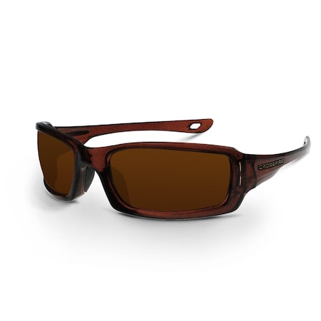 Crossfire Safety Glasses, Silver Mirror Lens, Crystal Brown Frame, Full-Frame, 1 PR 201130