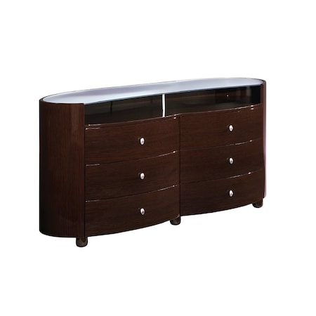 Homeroots 63" Brown Wood Six Drawer Dresser 366209