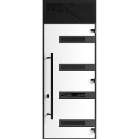 Vdomdoors Front Exterior Prehung Steel Door Ronex0131 Grey 96 Transom Window Sidelite Entry Metal Modern RONEX0131EXD-GRE-W36xH96+16-LH-I