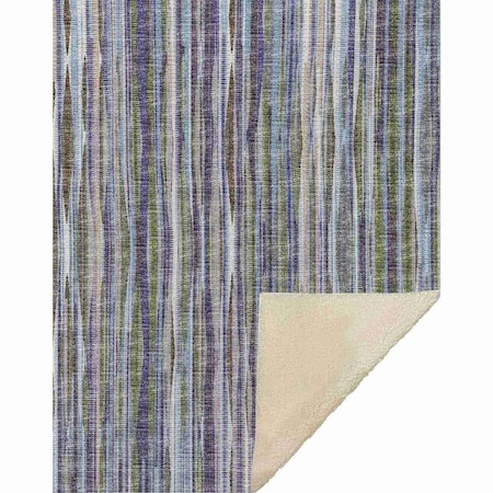 Homeroots 50" X 70" Plum And Ivory Striped Microfiber Plush Throw Blanket 698999