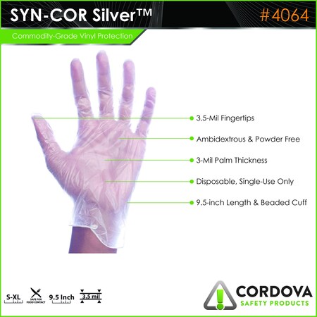Syn-Cor Ii Silver Disposable, Commodity, Viny, PK1000 4064L