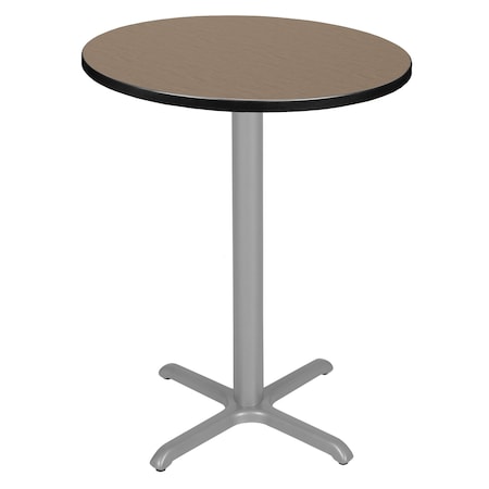 Regency Round Cain Small X-Base Cafe Table, 30 in W, 30 in L, Noble Oak TCB30RNDNOGY
