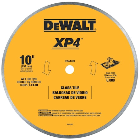 Dewalt 10" Continuous Rim Glass Tile Blade DWA4769