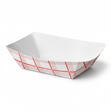 Smarty Had A Party 4 oz Red Plaid Paper Food Trays, 1000PK 5604-RP-CASE
