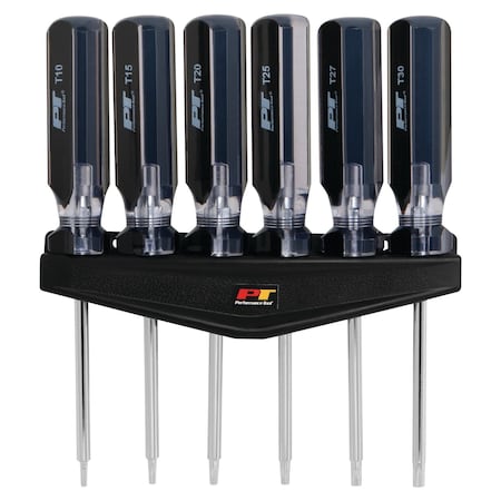 Performance Tool 6 pc. Star Screwdriver Set, Magnetic Tips, T10-T30 Sizes W80006