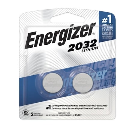 Energizer Energizer 2032 Lithium Coin Battery, 2 Pack - For Multipurpose - 3 V DC - Lithium (Li) - 2 / Pack 2032BP-2