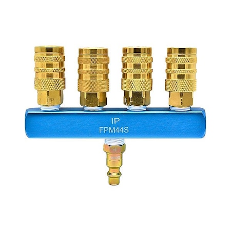 Interstate Pneumatics Pipe Manifold Fitting, Brass, 1/4 in FPM44S-KH4BS