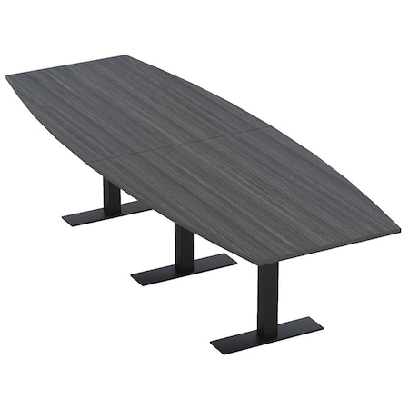 Skutchi Designs 12ft Conference Table With Power Unit | 12 Person Modular Boat Meeting Table | Harmony Series HAR-BOT-48X144-T.BK-WA7949-NA