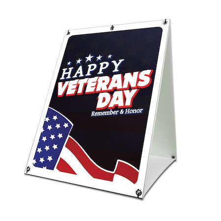 Signmission Happy Veterans Day, 36 Inch x 24 Inch A-frame Yard Sign, Coroplast Yard Sign SBC-2436-30392