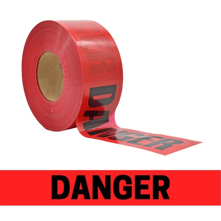 Wod Tape Barricade Tape, Black and Red, 3 inch Wide x Polyethylene, 3 mil WOD BRC-DD-03000-8-1000-BR