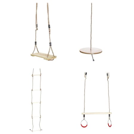 Oasis Wooden Swings with 4 Included Ropes, Tree Swing, Swing Bar, Climbing Rope Ladder and Swing Seat OA2463429
