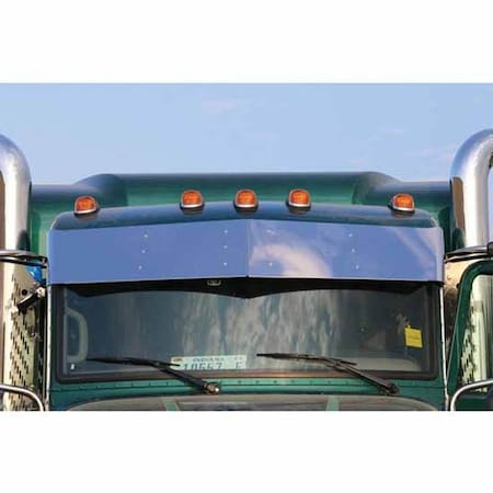 Replacement For Peterbilt 367 Year 2022 13 To 11In Stainless Steel Monster Drop Bowtie Visor Curved