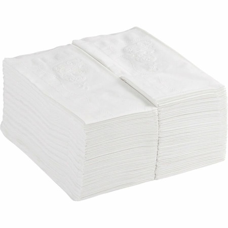 Dixie Dinner Napkin, 2 Ply, 1/8 Fold, 15in W x 16in L, Scrollwork Pattern, White, 24PK 34440