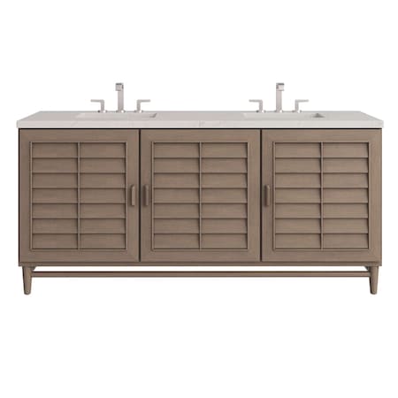 James Martin Vanities Portland 72" Double Vanity, Whitewashed Walnut, w/ 3 CM Siberian Silestone Top 620-V72-WW-3SFR
