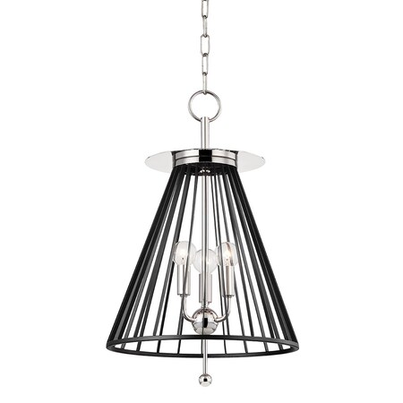 Hudson Valley Lighting Cagney 3 Light Pendant 14 In. Polished Nickel/Black 1014-PN/BK