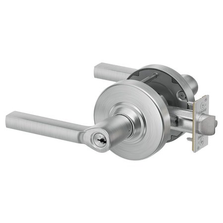 Schlage Grade 1 Storeroom Cylindrical Lock, Conventional Cylinder, Latitude Lever with Rose, Satin Chrome PC80P LAT 626