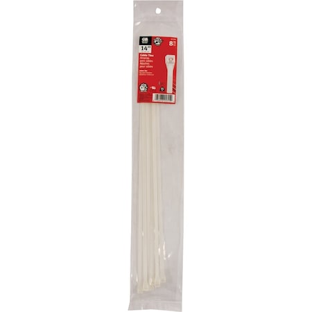 Gardner Bender DoubleLock 14''x0.17'' Natural Color Nylon Cable Tie, 8PK 45-315