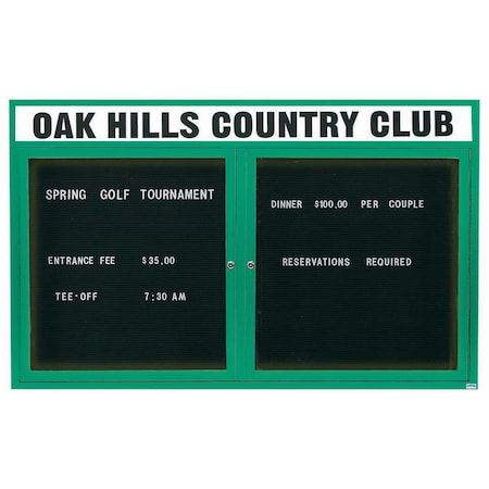 Aarco Illuminated Outdoor Enclosed Directory w/ Al Frame Header, Powder Coated Green, 48''Hx72''W OADC4872HIG