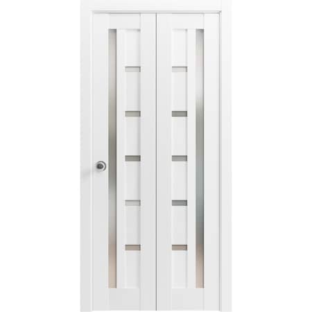 Sartodoors Sliding Closet Bi-fold Doors White Solid Core Modern Interior QUADRO4088BF-WS-48 x 80 (2* 24x80)