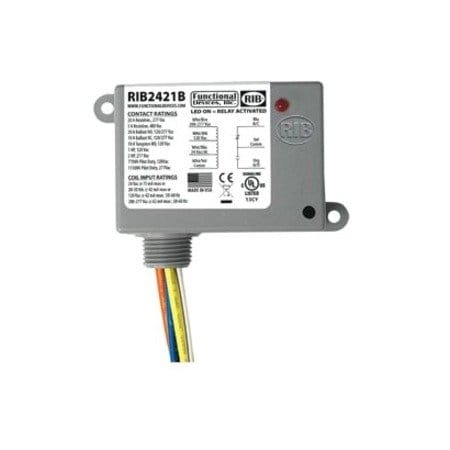 Functional Devices-Rib Enclosed Pre-Wired Relay, 20A at 277VAC, SPDT RIB2421B