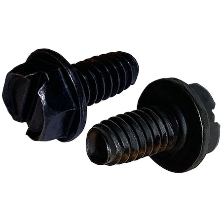 Newport Fasteners 1/4"-20 x 1/2 in, Black Oxide Steel Flange Hex Head Slotted Drive, 800 PK 414266-800