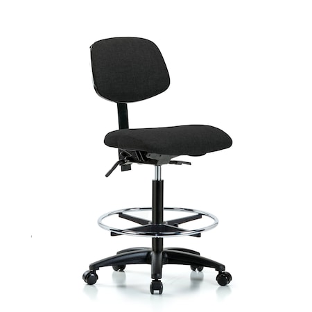 Blue Ridge Ergonomics Chair, Fabric, Hi Bench, CF Casters, Blk, No Arms, 26" to 35-1/2" Height, Black BR-FHBCH-RG-T0-A0-CF-RC-F42