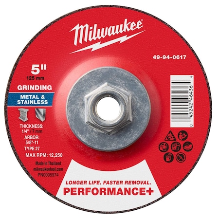 Milwaukee Tool Grinding Wheel, 5" dia. 49-94-0617