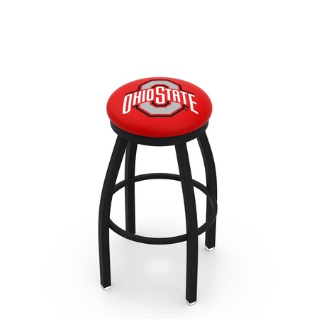 Holland Bar Stool Co 36" Blk Wrinkle Ohio State Swivel Bar Stool, Accent Ring L8B2B36OhioSt