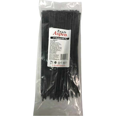 Eagle Aspen Cable Tie, 11 in L, Black, Nylon, 6.5 lb Strength 500233