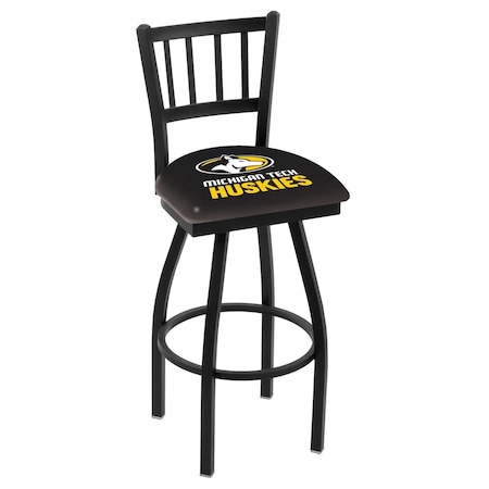 Holland Bar Stool Co 30" Blk Wrinkle Michigan Tech Swivel Bar Stool, Jailhouse Back L01830MITech