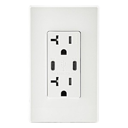 Leviton Duplex Outlet, USB C, White 20A, 125V T5835-W