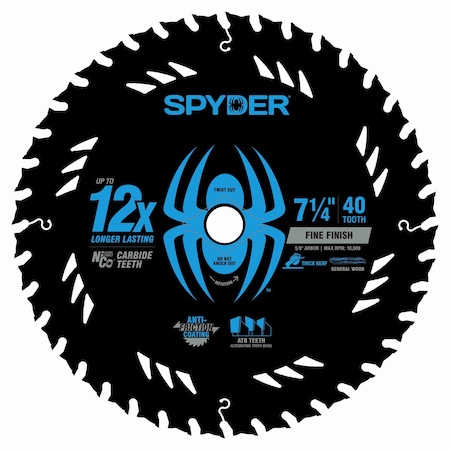 Spyder 7-1/4-Inch 40-Tooth Thick Kerf Fine Finish Saw Blade for Wood 13110