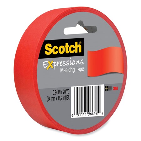 Scotch Expressions Masking Tape, 3in Core, 0.94in x 20 yds, Primary Red 3437-PRD